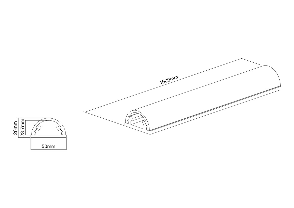 M Cable Cover Floor Aluminium 139mm-W 1100mm-L - Multibrackets