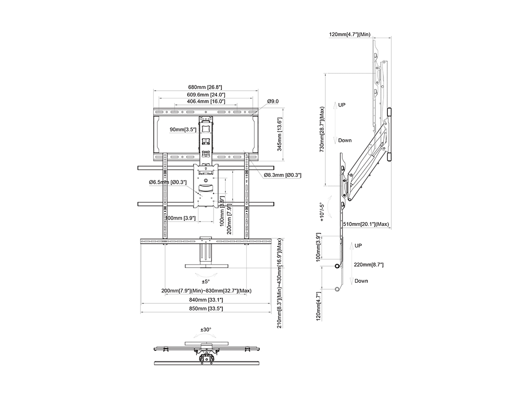 M Pull Down Full Motion Flexarm X-Large - Multibrackets