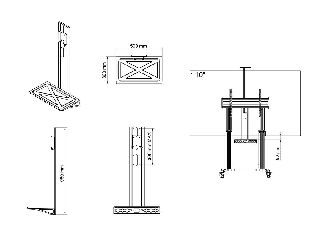 M Motorized Public Floorstand Shelf Dual Pillar 180 Hd - Multibrackets