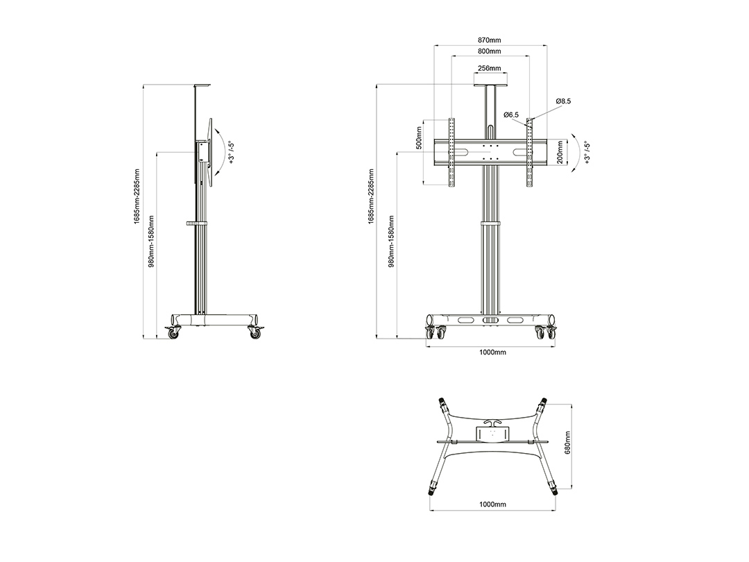 M Motorized Public Floorstand Single Pillar 170 HD - Multibrackets